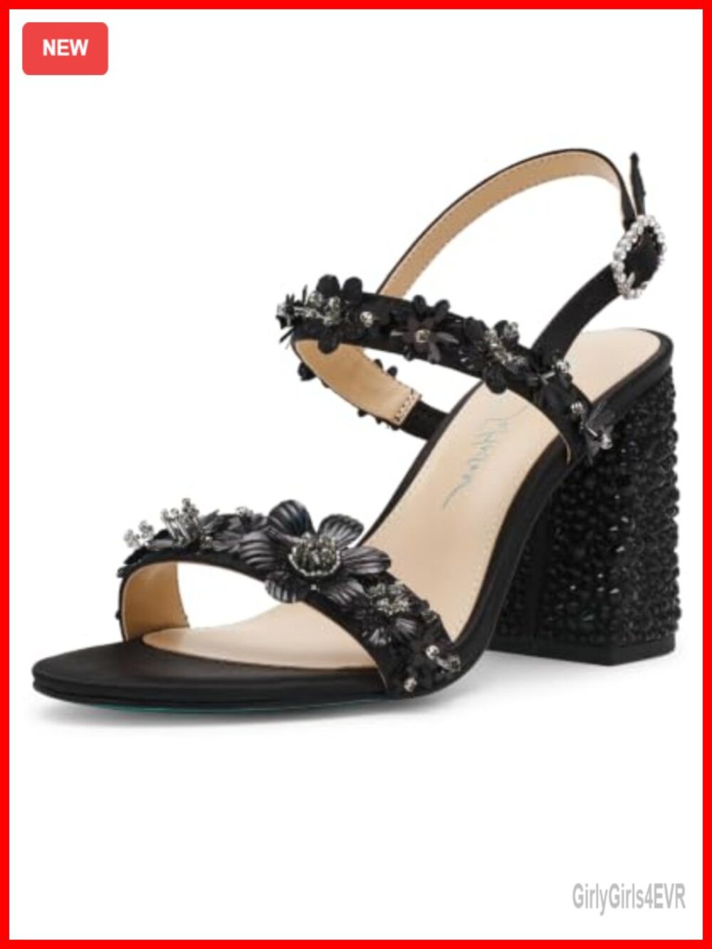 Rhinestone Block Heel Gladiator Sandal Ankle Strap Formal